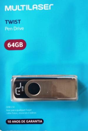 Pen Drive Twist 64GB USB Leitura 10MB/s e Gravação 3MB/s Preto Multilaser - PD590 PD590