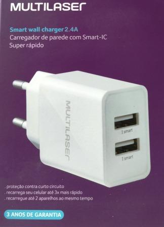 Carregador De Parede Concept 2 Portas Usb I - Smart Branco Multilaser - CB118 CB118