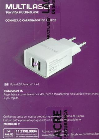 Carregador De Parede Concept 2 Portas Usb I - Smart Branco Multilaser - CB118 CB118