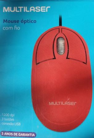 Mouse Classic Box Óptico 1200 dpi Full Vermelho USB - MO303