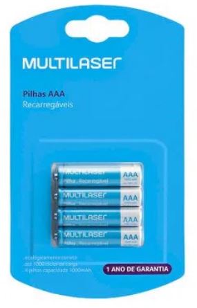 Pilhas Recarregáveis Aaa Multilaser 1000Mah Com 4 Unidades - CB050 CB050