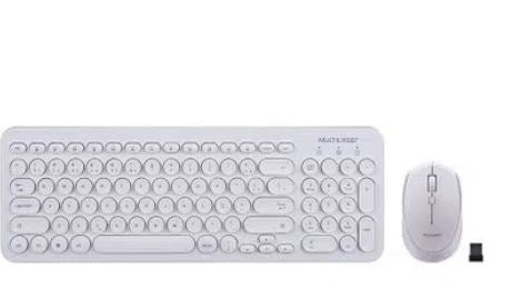 Teclado e Mouse Multilaser Sem Fio 2.4 Ghz Multimídia Branco - TC232 TC232